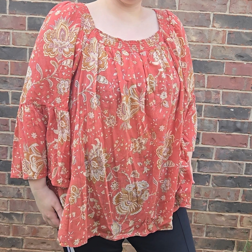 *SALE* CHAPS Peasant Off-Shoulder Floral Cottage Top